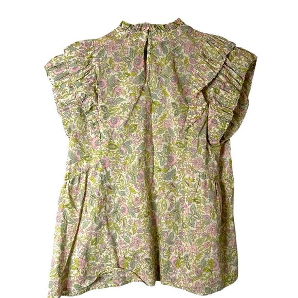 House of Harlow Smocked Floral Josepha Pink Print Flowy Blouse Size Medium - Picture 2 of 6